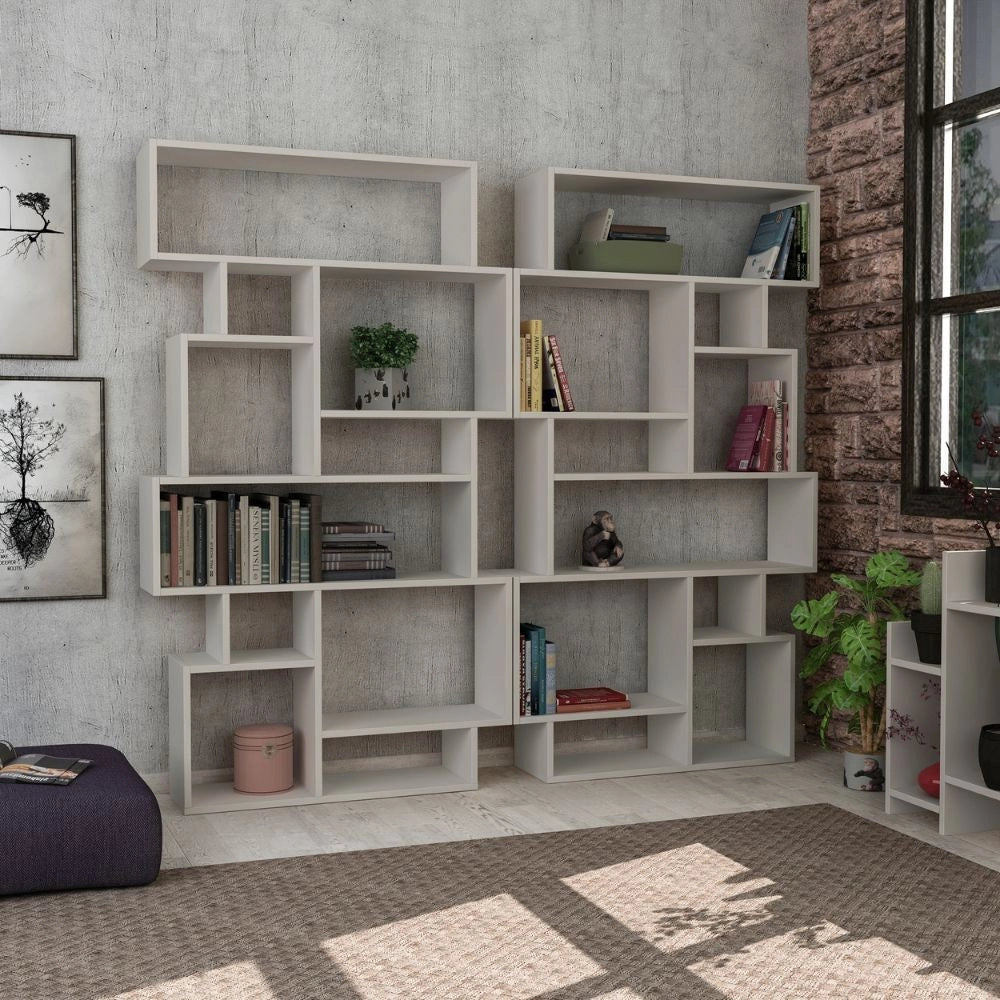 Libreria bifacciale bianca 96x25,5x168,5 cm