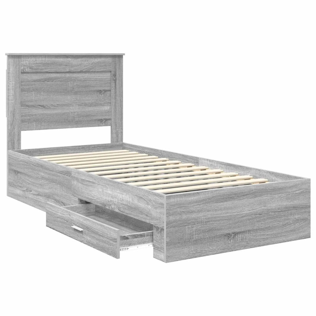 Struttura del letto-Giroletto Grigio Sonoma e Argento 75 x 190 cm 961123