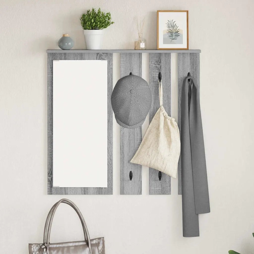 Appendiabiti a muro con specchio Grigio sonoma 84 x 10 x 80 cm 874496
