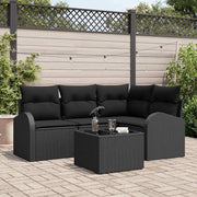 Set Divano da Giardino 5 pcs Nero polyrattan 3346033