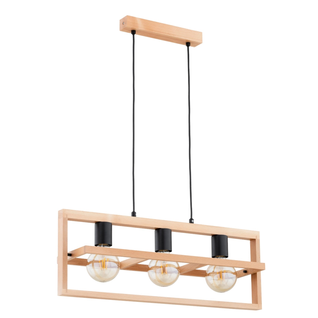 Lampada a sospensione Rezon Alfa legno 3xE27 nero