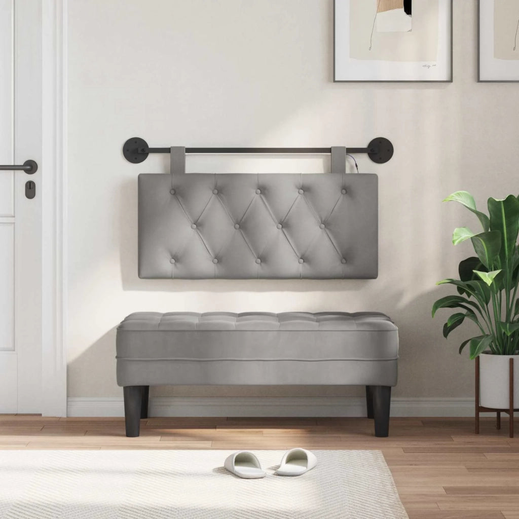 Testiera sospesa Con luce LED Grigio Chiaro Velluto 3424553