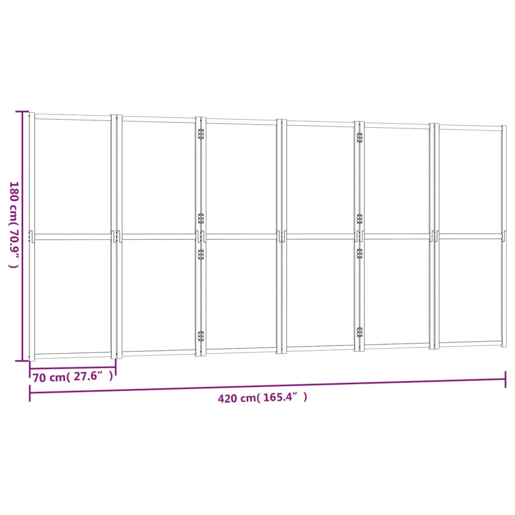 Divisorio Ambienti | Divider per stanze | Paravento a 6 Pannelli Nero 420x180 cm