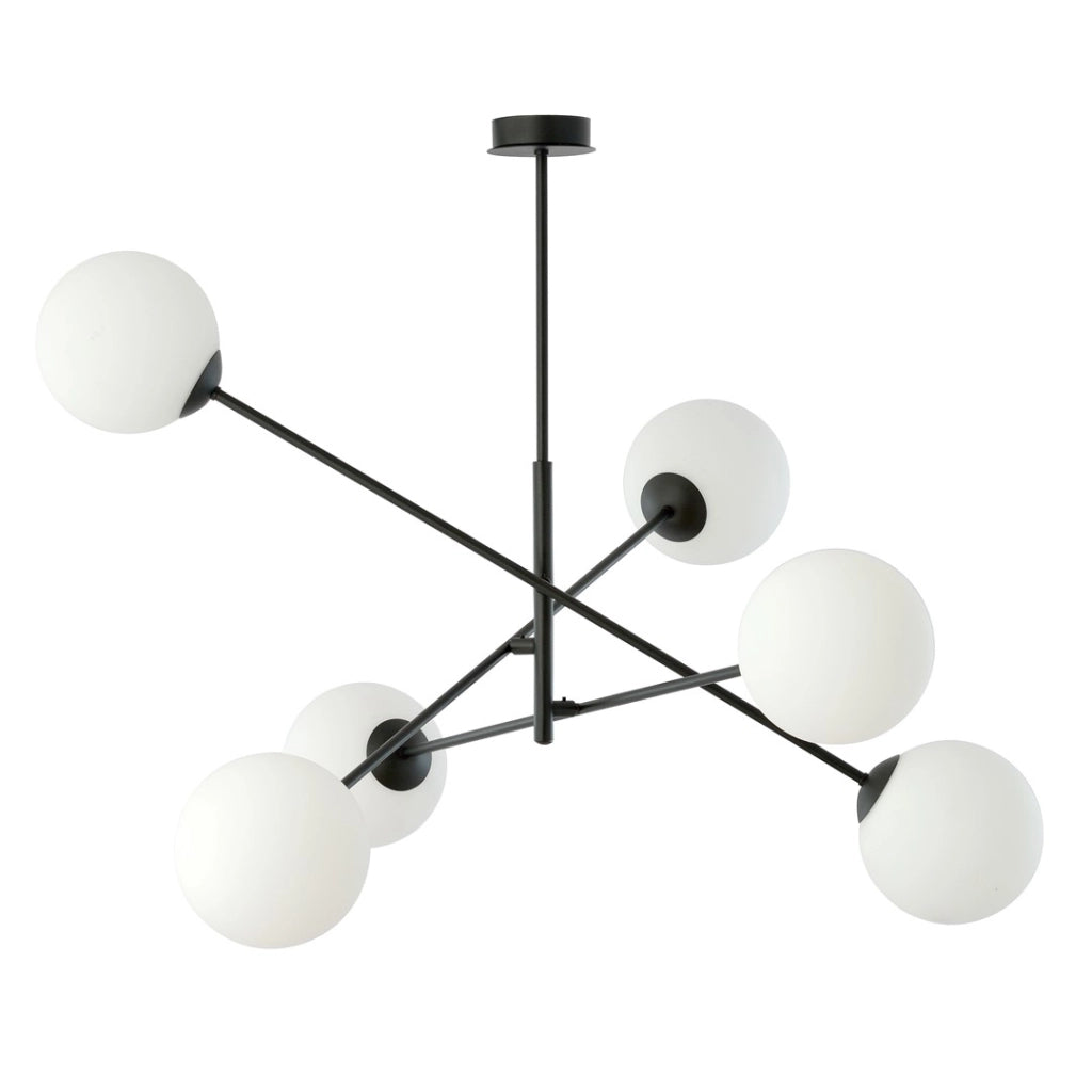 Lampadario Emibig Linear 6 nero/opalino 6xE14 102cm