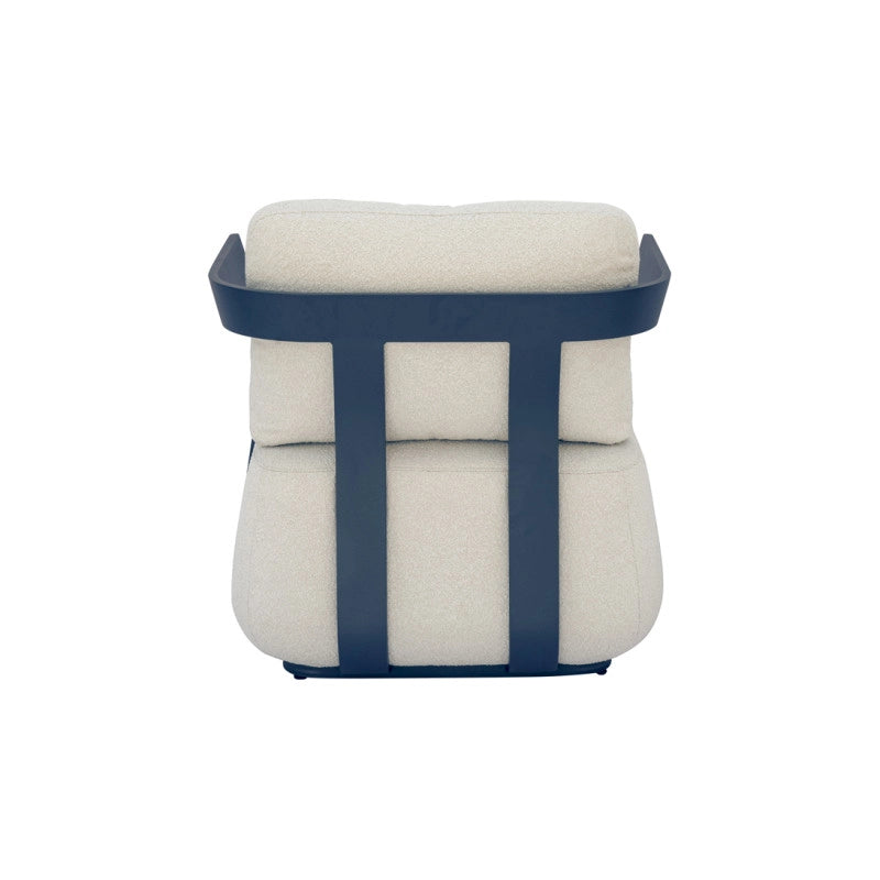 Salotto Monaco Alluminio Blu Cuscini Alti Bianchi Moia