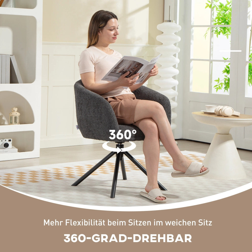 Poltrona ¨C Minimal ¨C Grigio Scuro Tessuto Girevole
