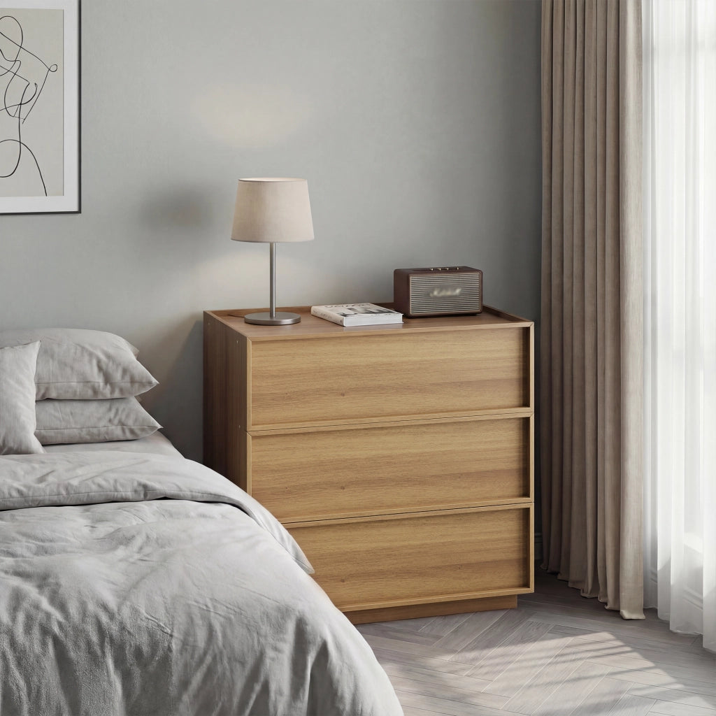CASSETTIERA a 3 cassetti 80x48x78 cm Rovere
