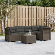 Divano da Giardino 5 Posti con Cuscini Stile Rattan PP 3444099
