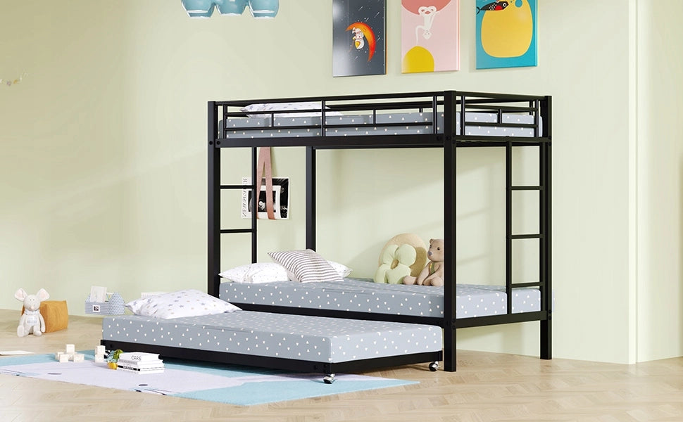 Letto a castello 90x200 - Xylo - Nero con letto estraibile