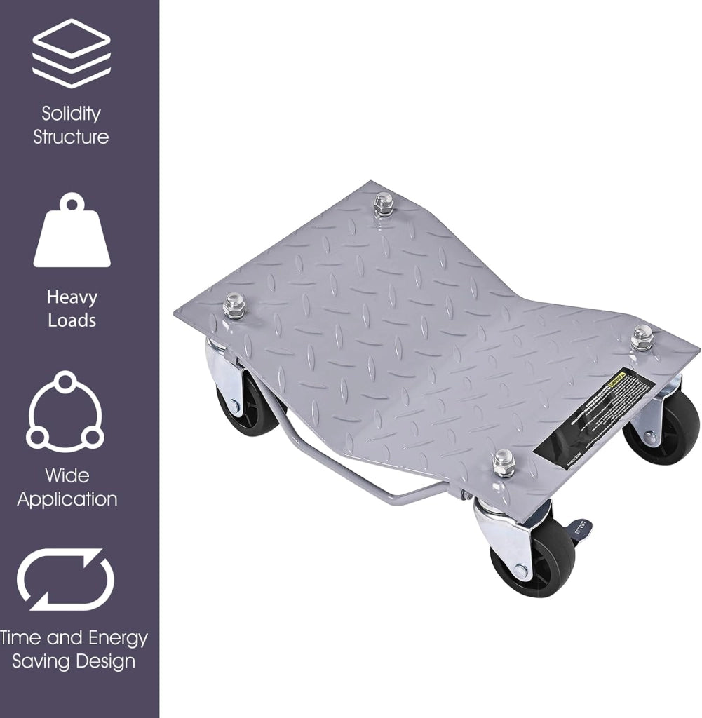 Carrelli di movimentazione auto 4 pezzi, capacità 680 KG/PCS, piattaforma 40,5 X30 CM, con ruote universali e comoda maniglia, aiuto per la manovra automobilistica per garage, casa