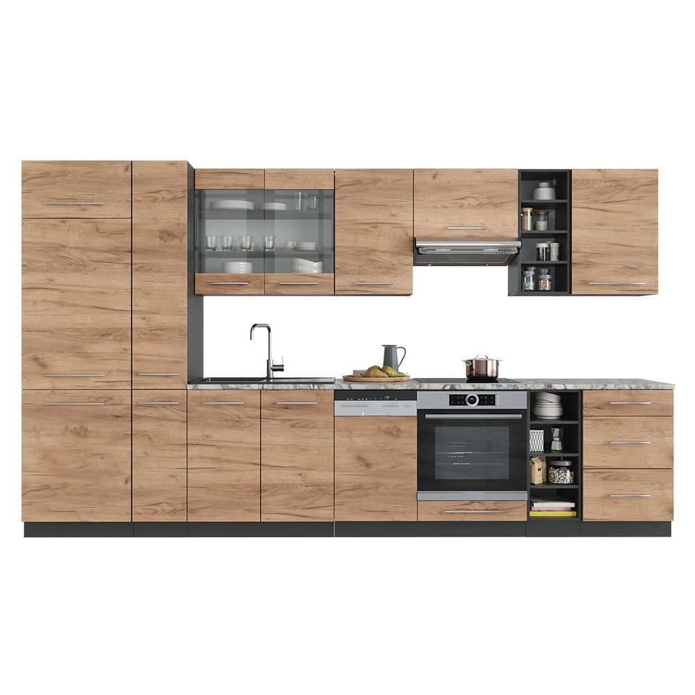 Cucina componibile Fame-Line Rovere dorato/Antracite 355 cm, PL Rovere Vicco