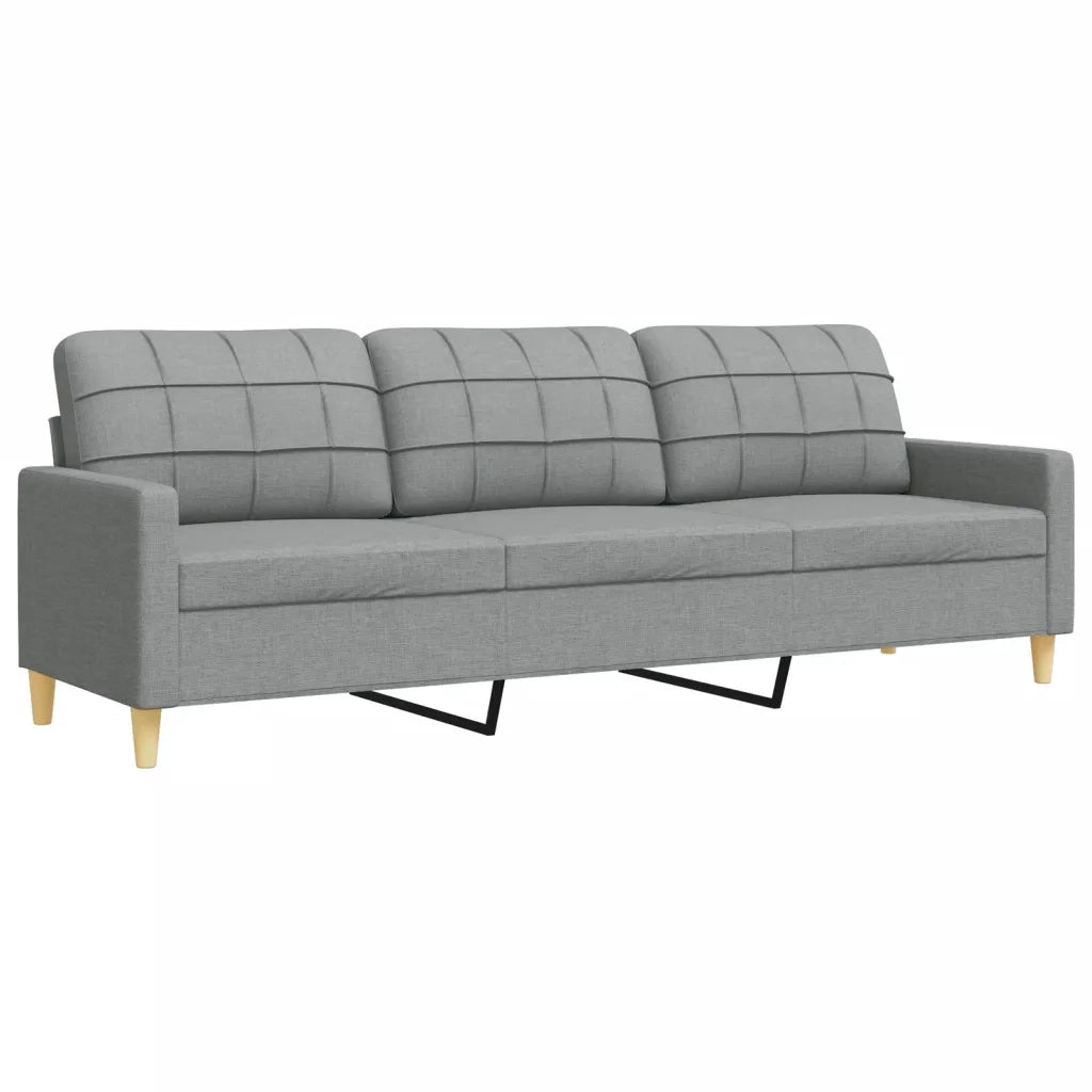 Set Divani 4 pz con Poggiapiedi e Cuscini Grigio Chiaro Tessuto 3278311