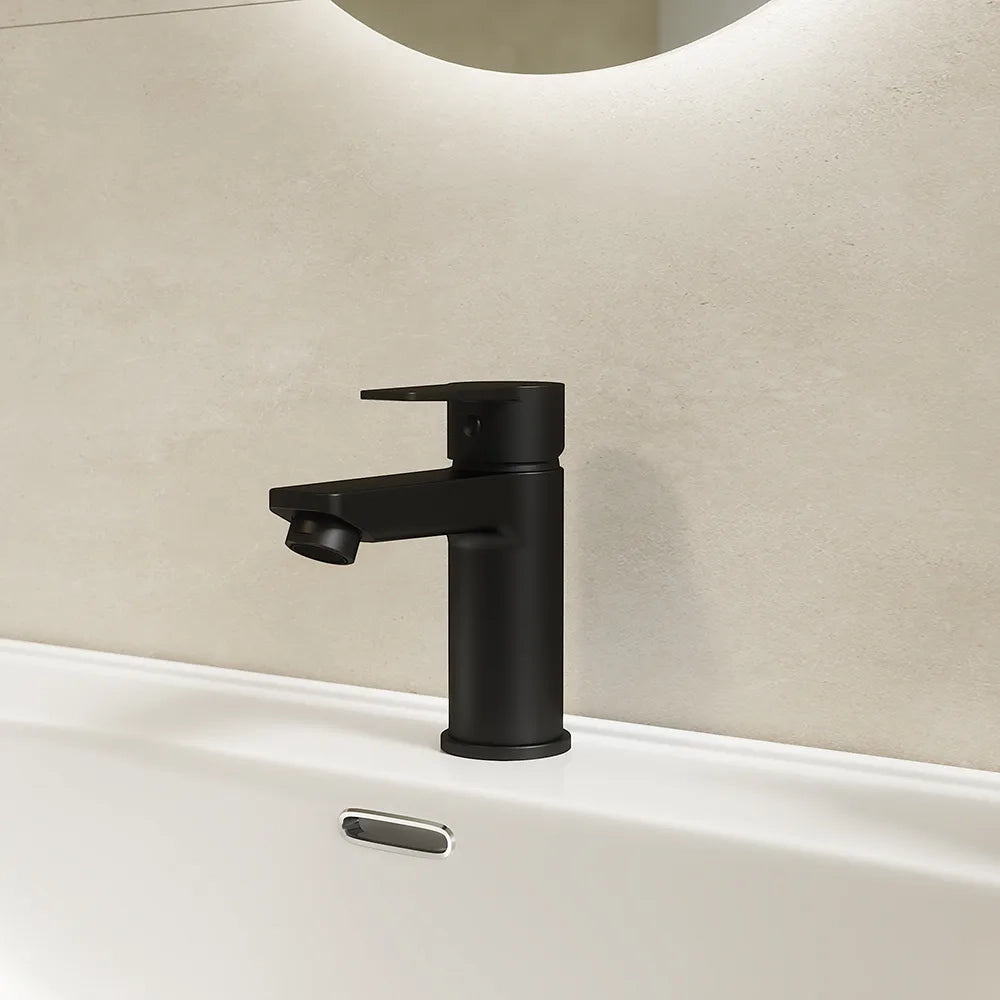 Coppia miscelatori lavabo bidet senza scarico nero opaco | Jane
