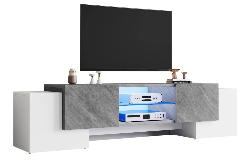Cassettiera TV bianca e grigia in MDF lunghezza 180 cm