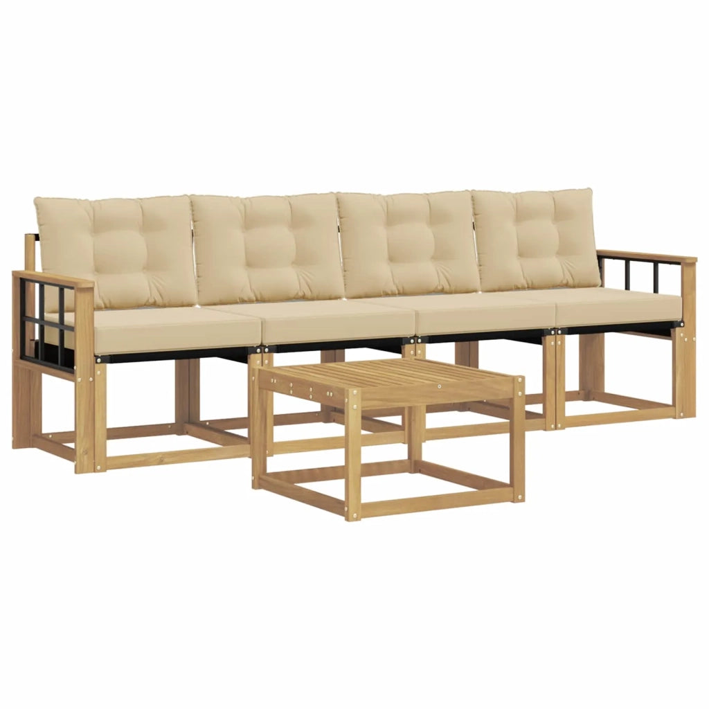 Set di divani da esterno 5 pz Bianco e Beige 3389195