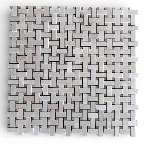 Mosaico in Marmo Beige - Emperador - Intreccio a Cestino