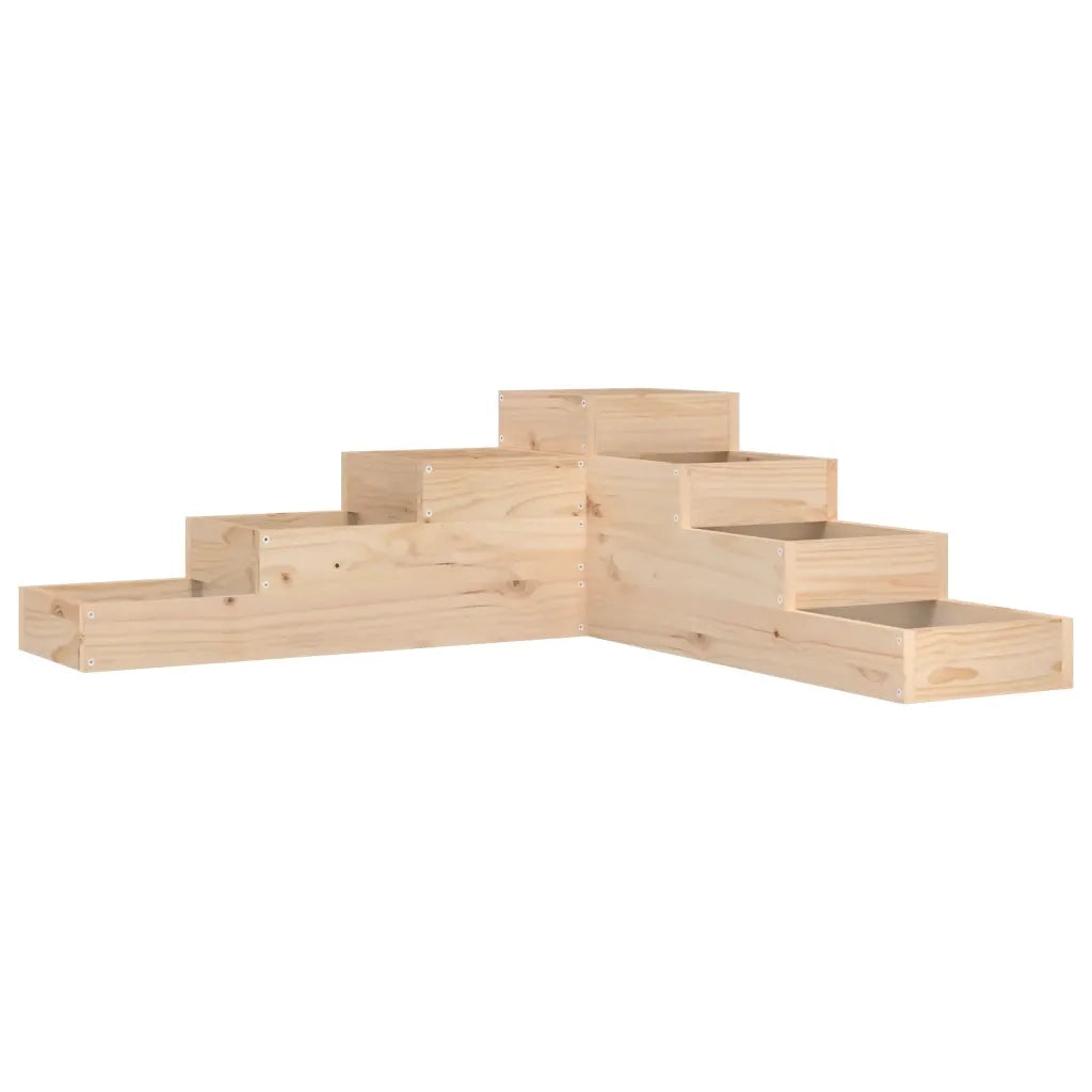Fioriera angolare a 4 livelli per balcone o giardino 106 x 104,5 x 36 cm realizzata in legno massello di pino naturale 02_0048509