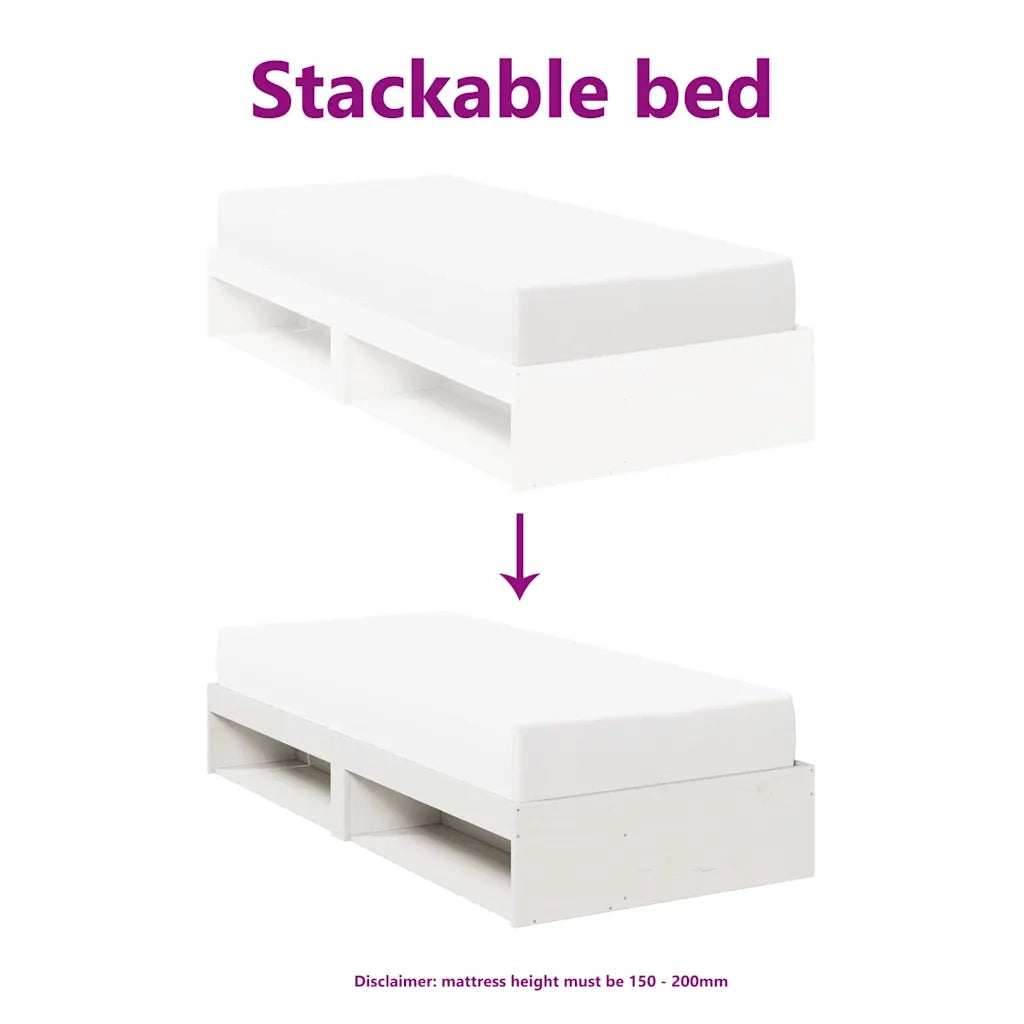 Letto singolo | Letto per adulti | Dormeuse senza Materasso Bianca 90x190 cm Legno Massello Pino