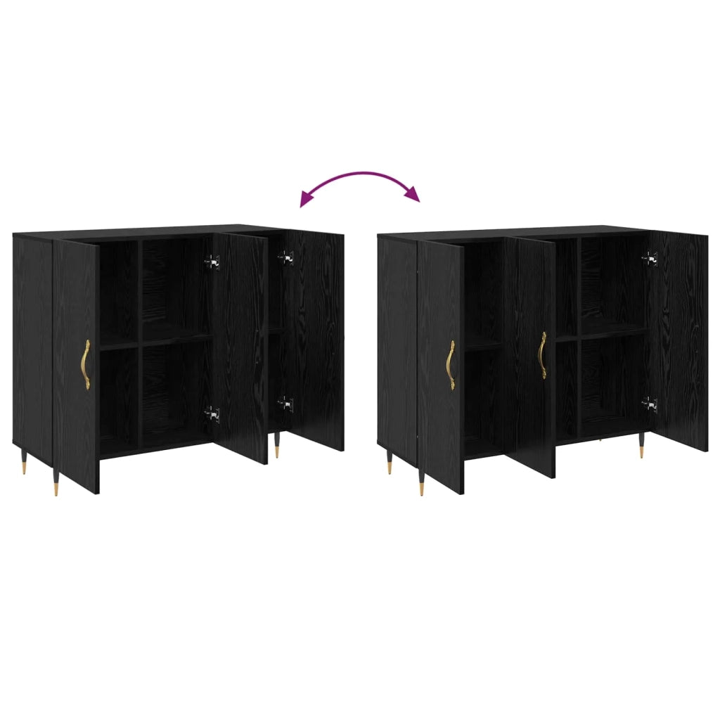 Credenza Rovere Nero 90 x 34 x 80 cm Legno multistrato 879581