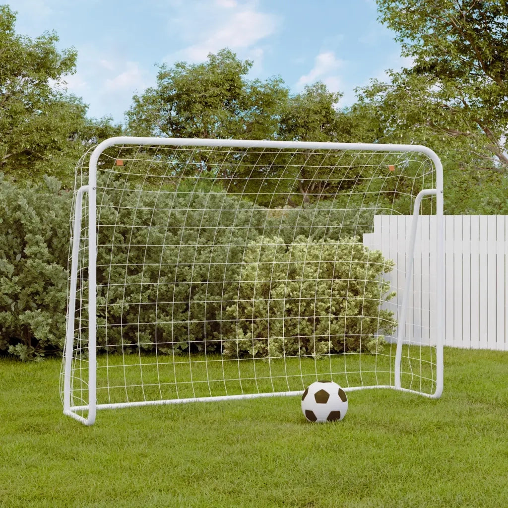 Porta da Calcio con Rete Bianca 214x75x152cm Acciaio Poliestere cod mxl 117618