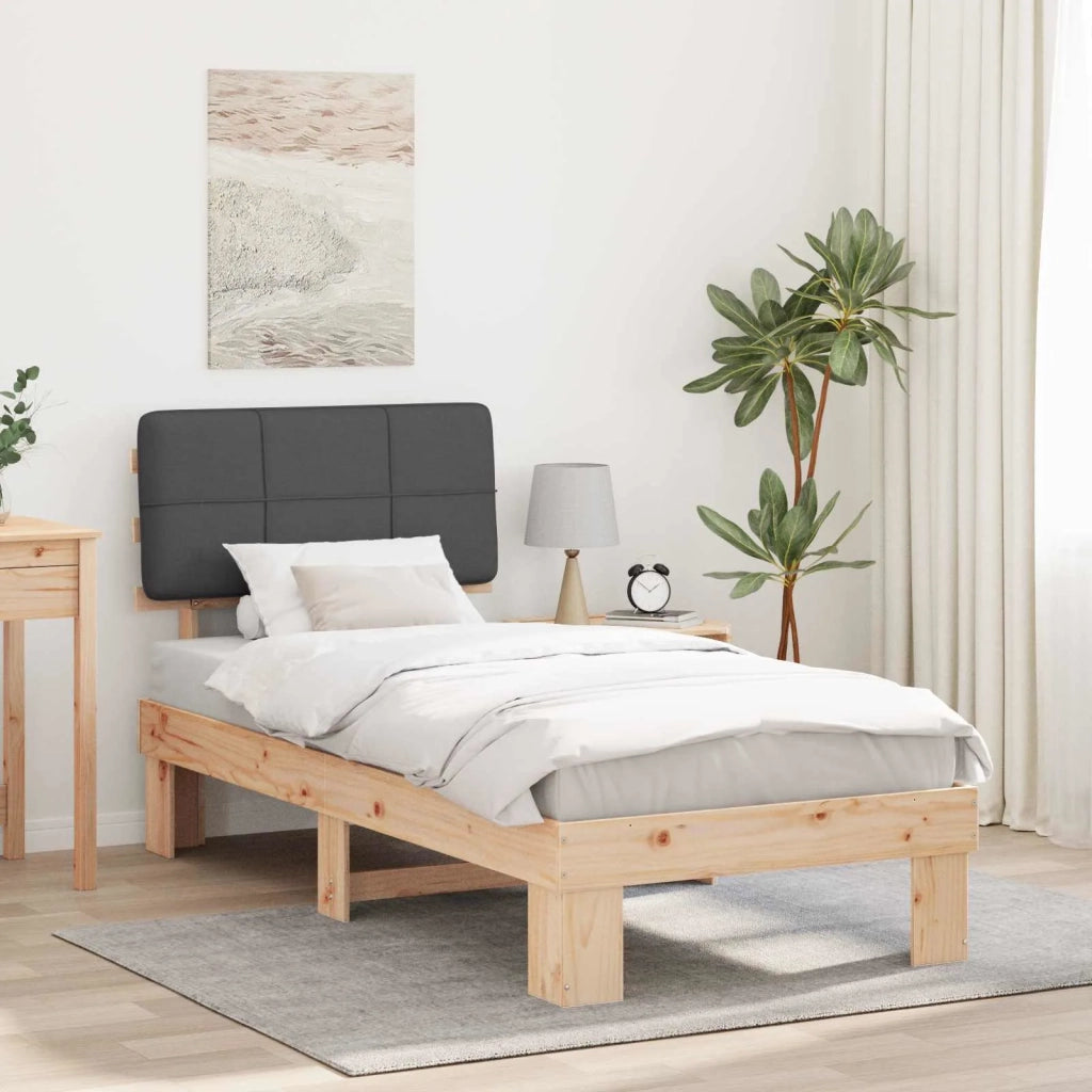 Letto con Testiera Rivestita Grigio scuro 90 x 190 cm