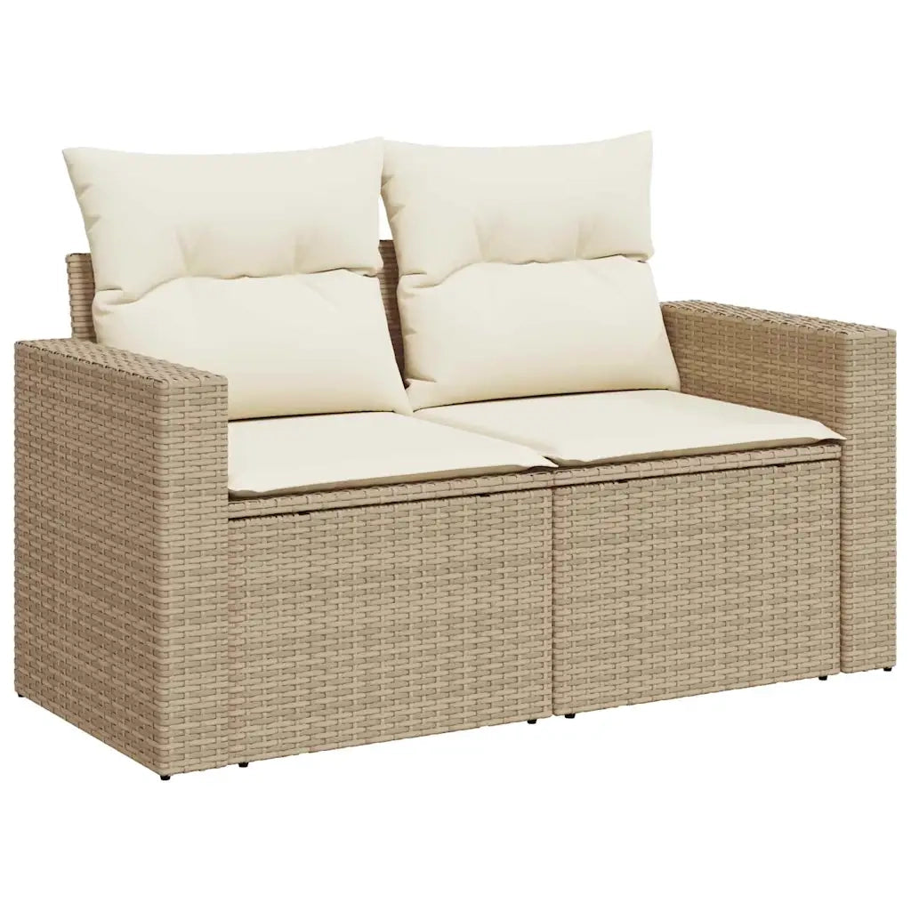 Set Divano da Giardino 12 pcs Beige e Crema polyrattan