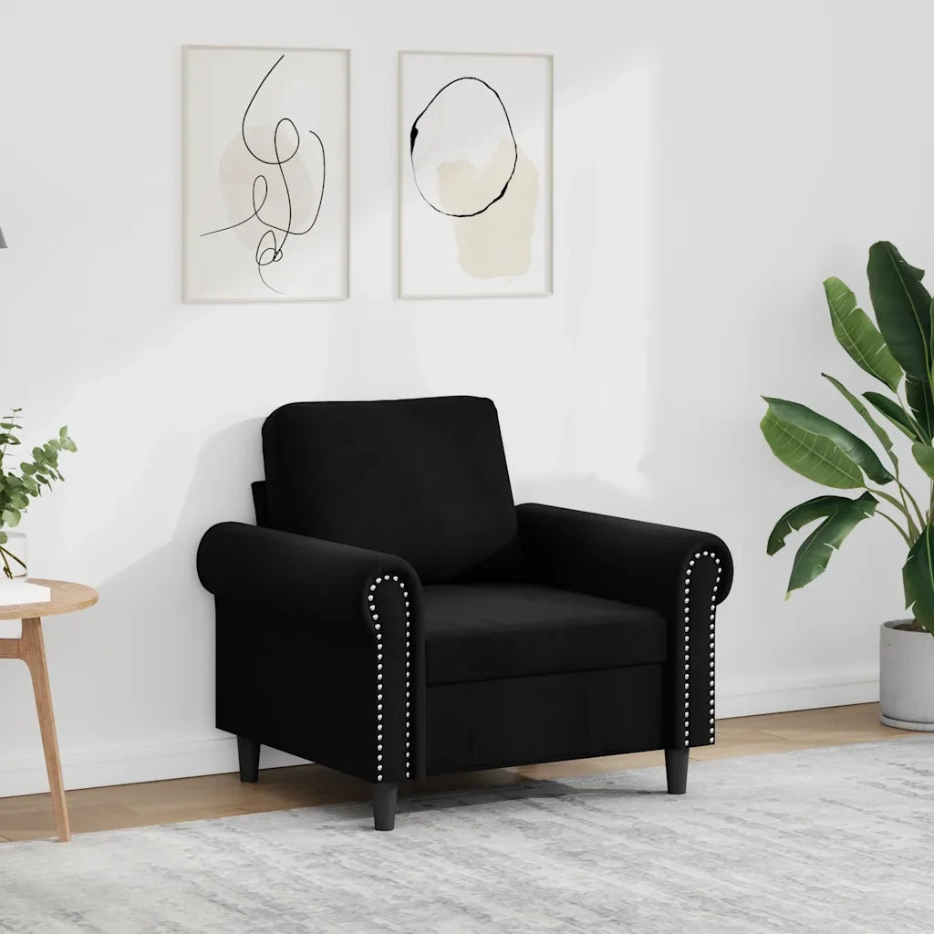 Poltrona Nero 60 cm Velluto 359514