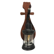 Trade Shop - Applique Lanterna A Parete In Legno Stile Vintage E27 Lampada Industriale E30 -