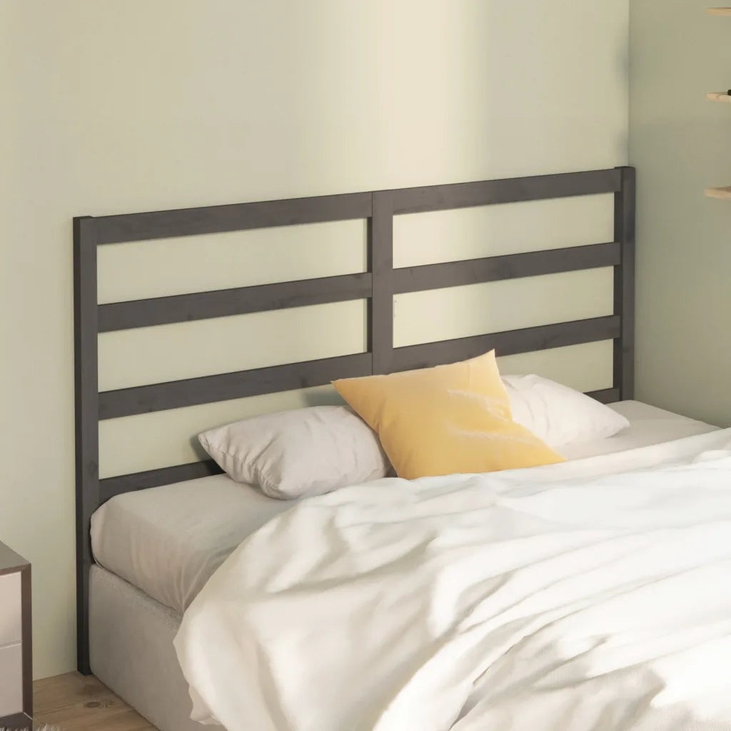Testiera Letto-Testata-Testiera Decorativa Grigia 166x4x100 cm in Legno Massello di Pino 263455