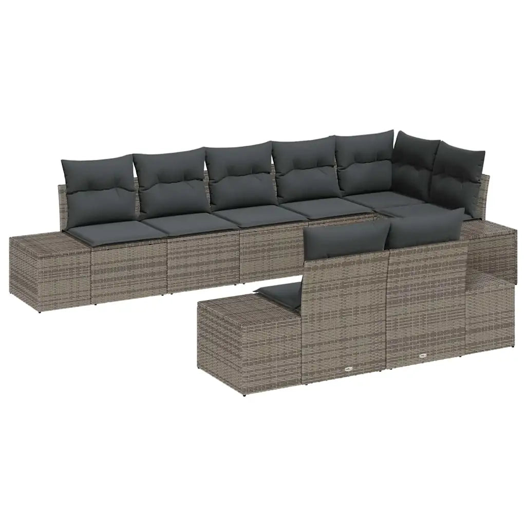 Set Divano da Giardino 8 pcs Grigio Poly Rattan 3355778