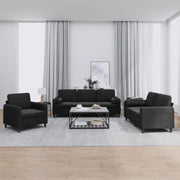 Set di Divani 3 pz con Cuscini Nero in Velluto 3201959
