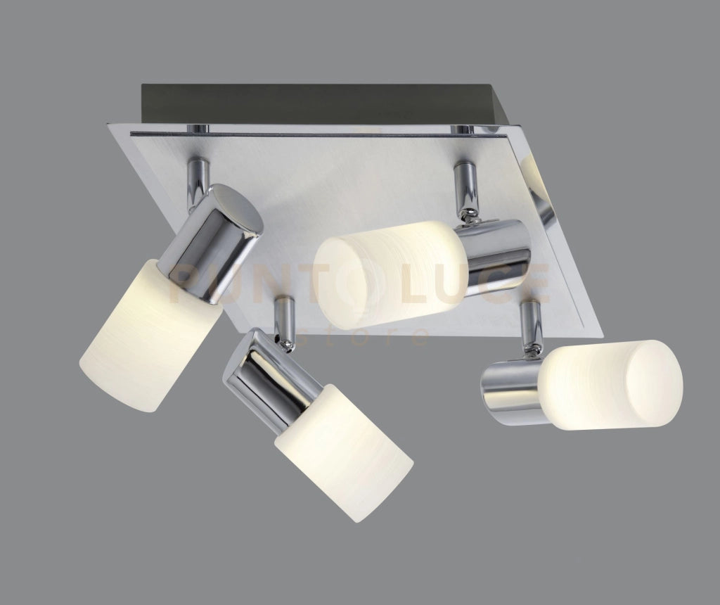CLAPTON PLAFONIERA 4 SPOTS LED 4,3W · 4x 430lm, 3000K ALLUMINIO 23X23CM