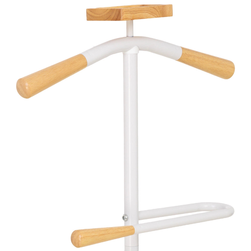Perchero de metal y madera blanco 120h cm