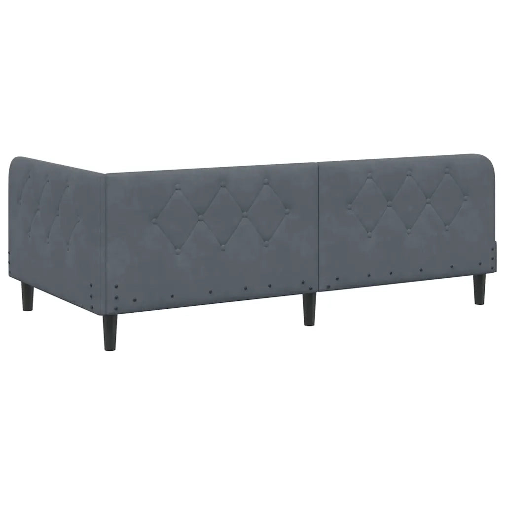 Cornice del letto ad angolo Grigio scuro 100 x 200 cm Velluto