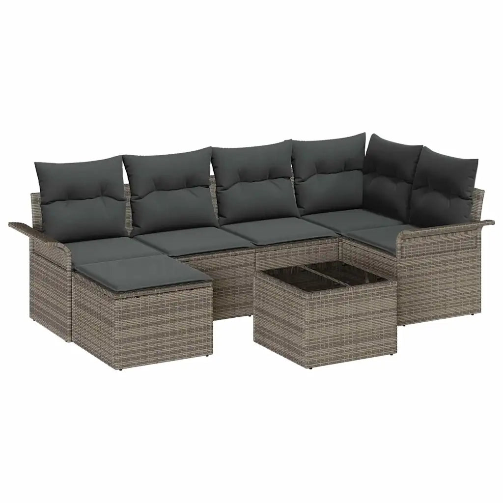 Set Divano da Giardino 7 pcs Grigio polyrattan 3354108