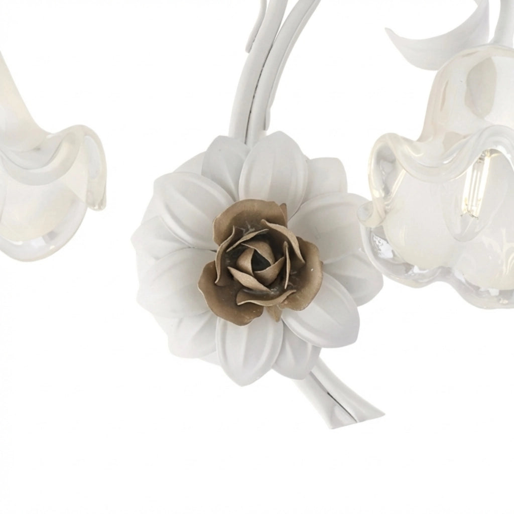 Applique Arte Povera Cesto Metallo Bianco E Oro 2 Luci E14