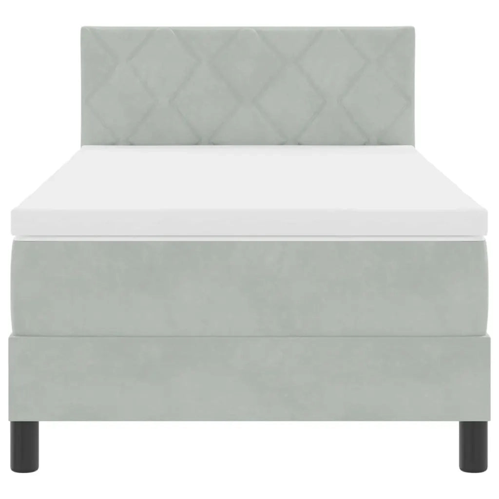 Letto a molle con testiera Grigio chiaro 90 x 190 cm Velluto 3339206
