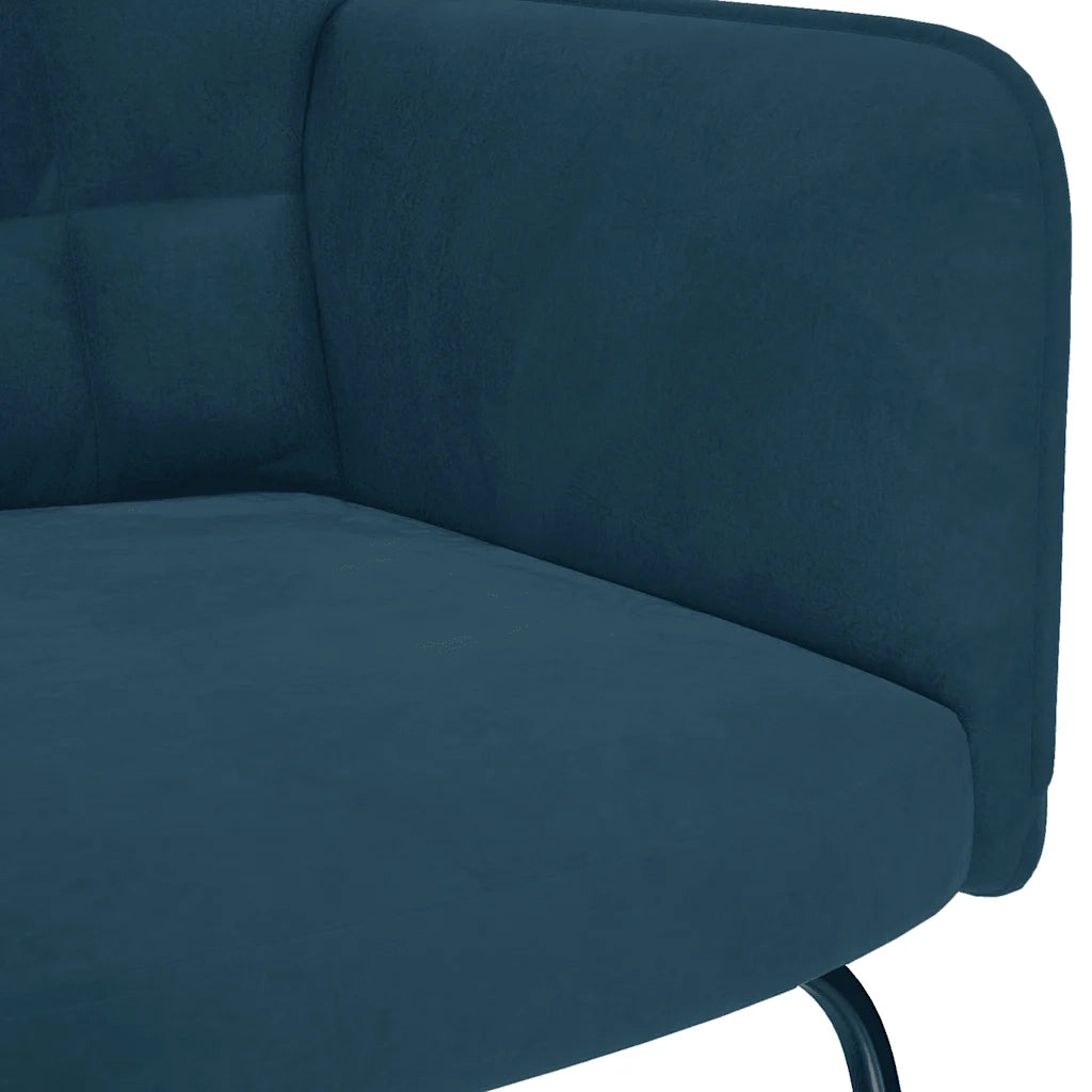 Poltrona a Dondolo con Poggiapiedi Blu in Velluto 4016853