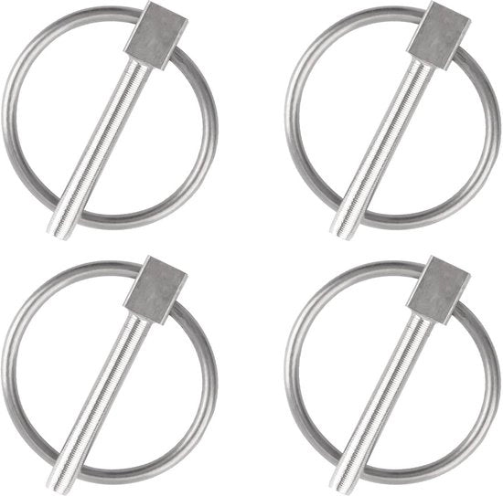 Spine Vite con Anello Auto Bloccante - Spine di Sicurezza Grande - Acciaio Inossidabile - 4 pezzi - Penna di Blocco - Argento - Penna di Blocco