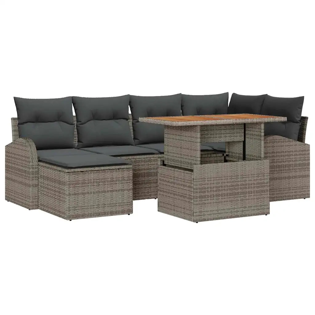 Set Divano da Giardino 7 pcs Grigio Poly Rattan 3358344
