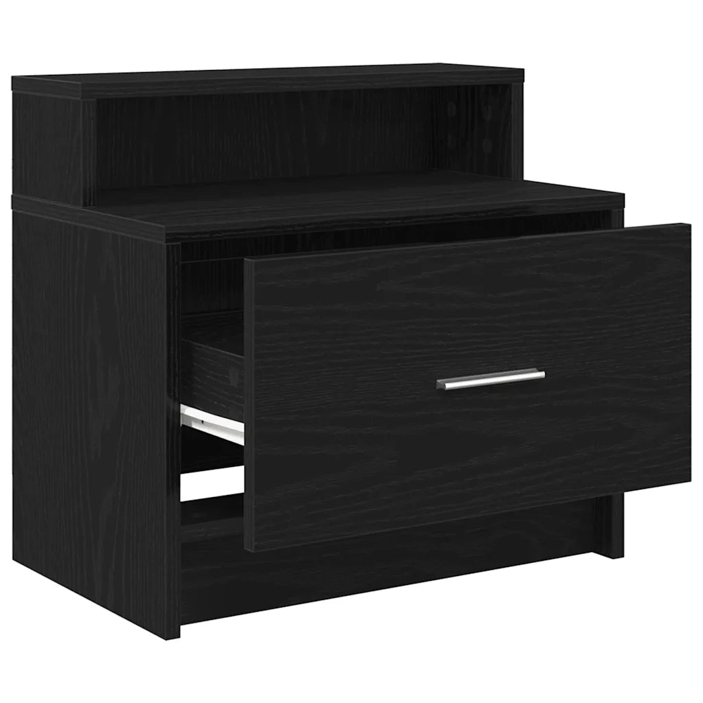 Comodino con Cassetto Rovere Nero 51x31x47 cm 858670
