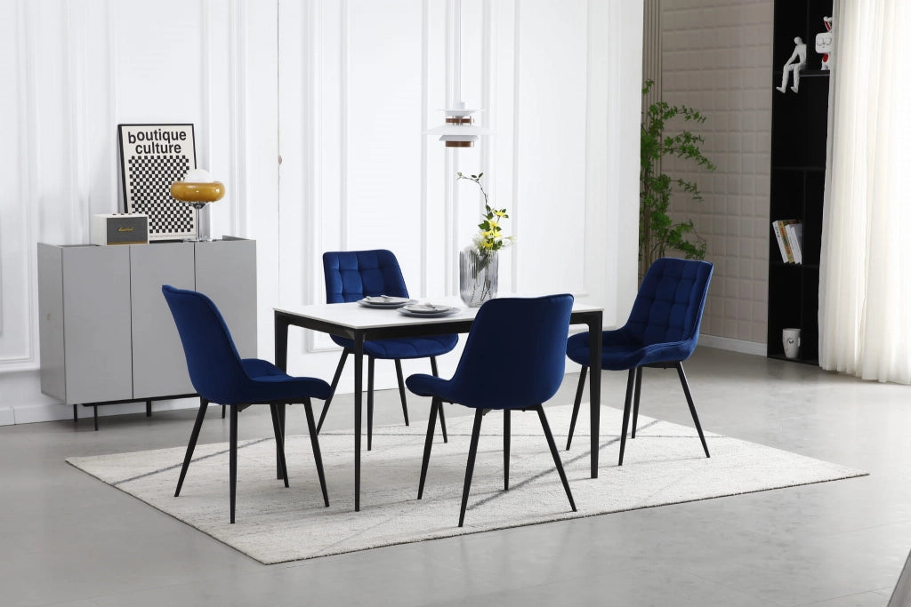 Sedia VALORA BERA - Velluto blu navy con gambe nere