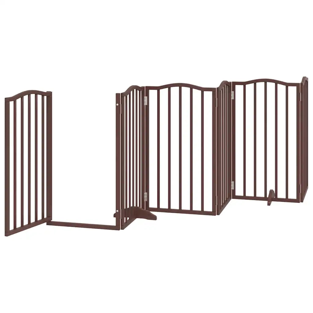 Cancello Cani Porta Pieghevole Marrone 9 Pannelli 450cm Pioppo 3155606