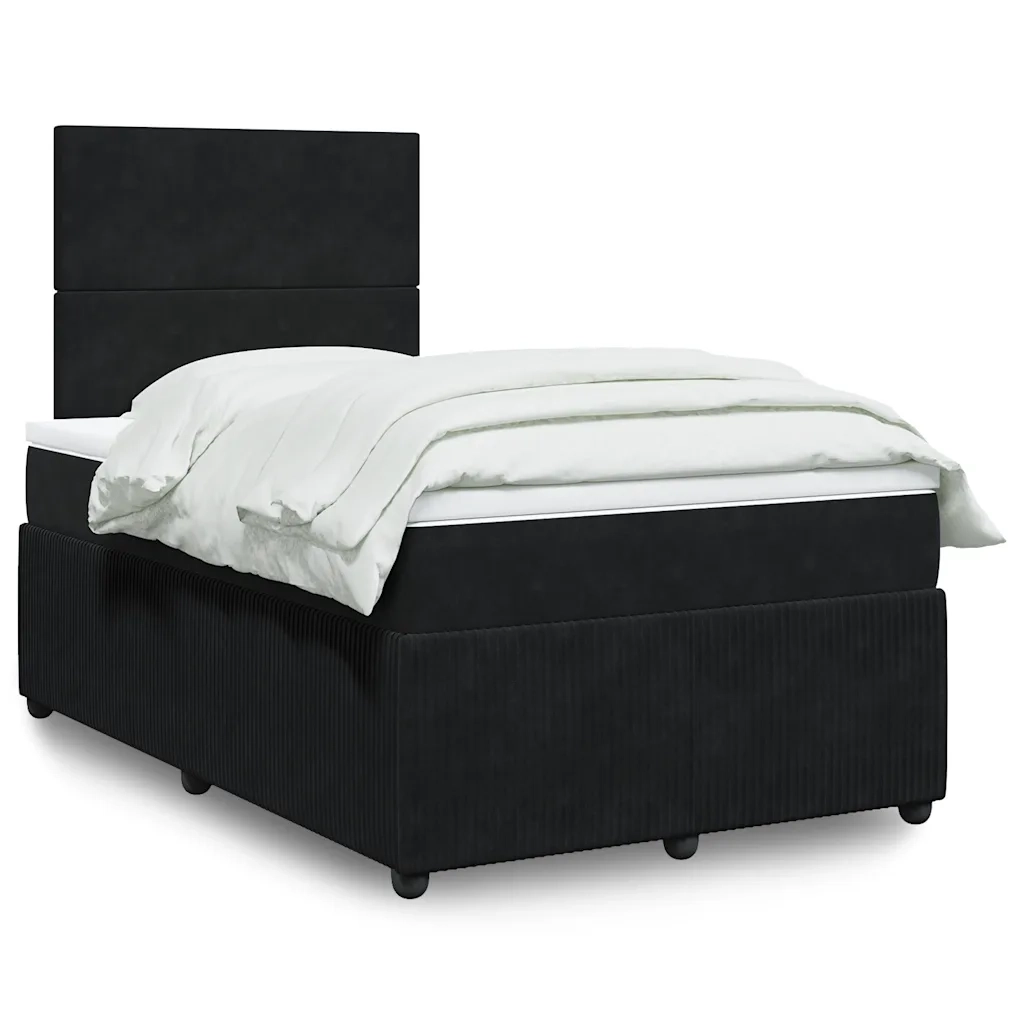 Giroletto a Molle con Materasso Nero 120x190 cm in Velluto 3294582