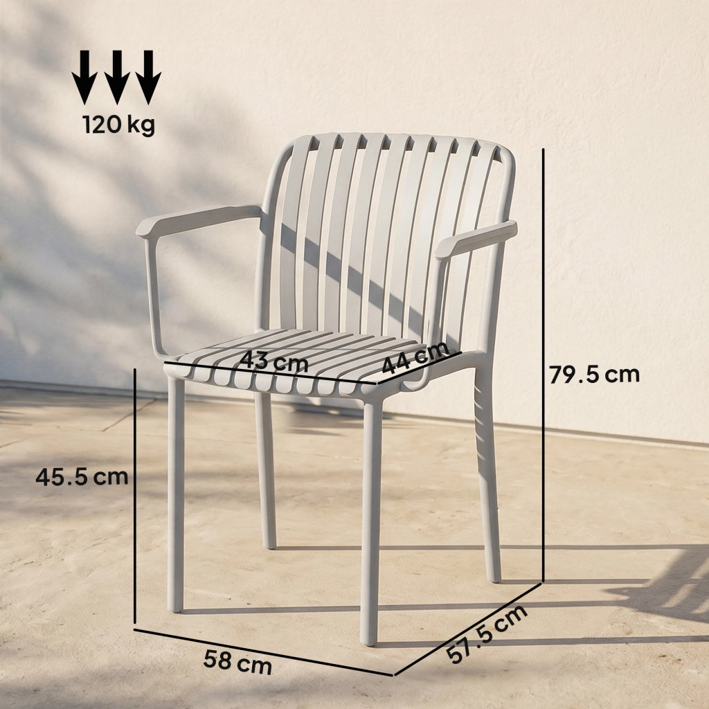 Sedie da Giardino Impilabili con Braccioli ¨C Minimal ¨C Plastica, Grigio, Set 4 Pezzi