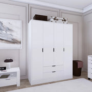 Armadio Camera da Letto Paterno, Guardaroba Grande Appendiabiti, 140x182h cm Bianco
