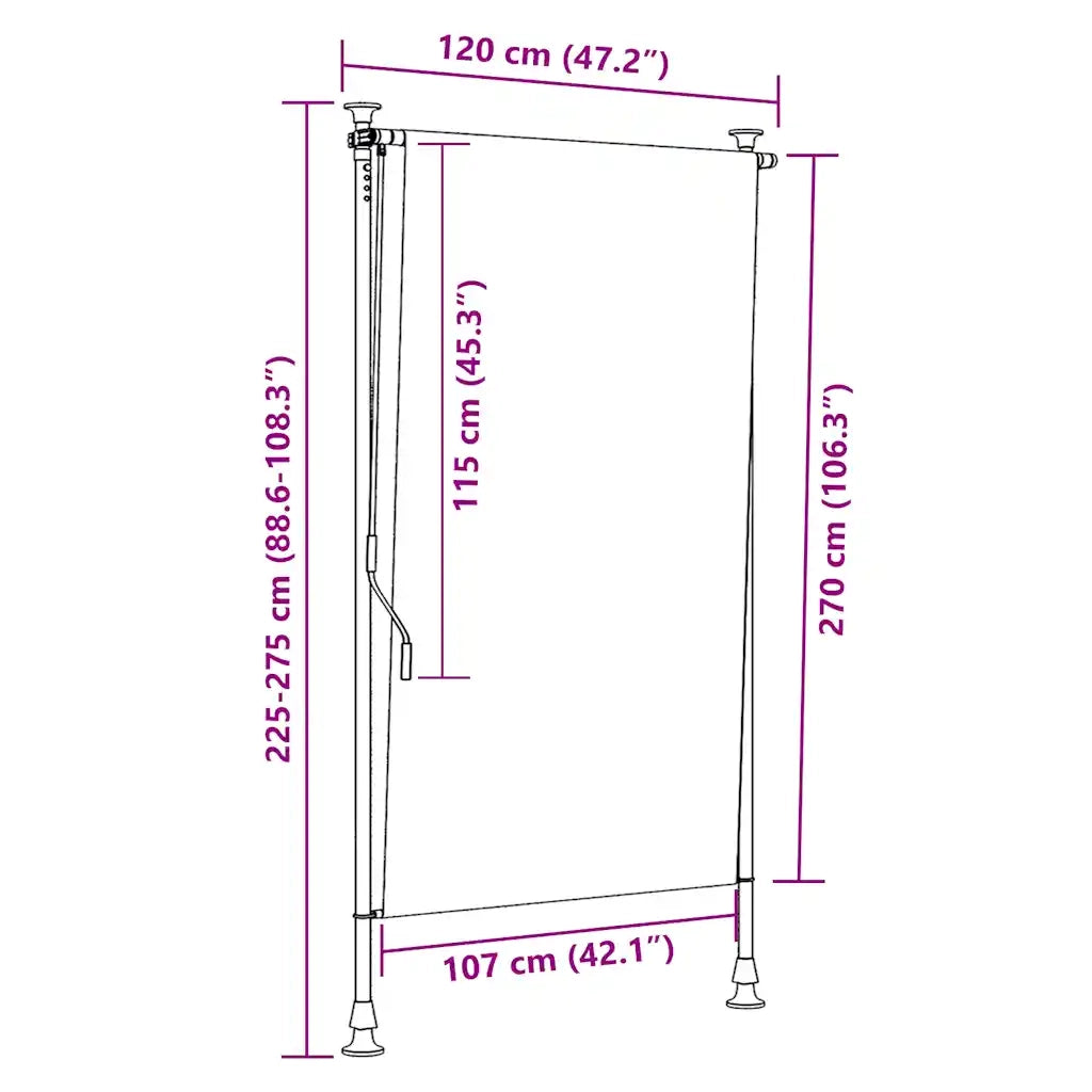Tenda a Rullo per Esterni 120x270 cm Antracite 145936