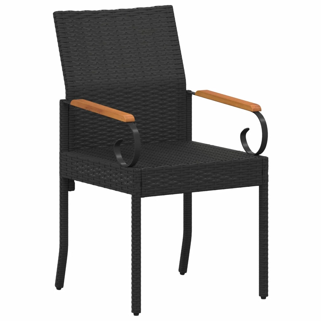 Sedie da giardino 4 pcs Nero e Bianco Crema Polyrattan e acacia 42025885
