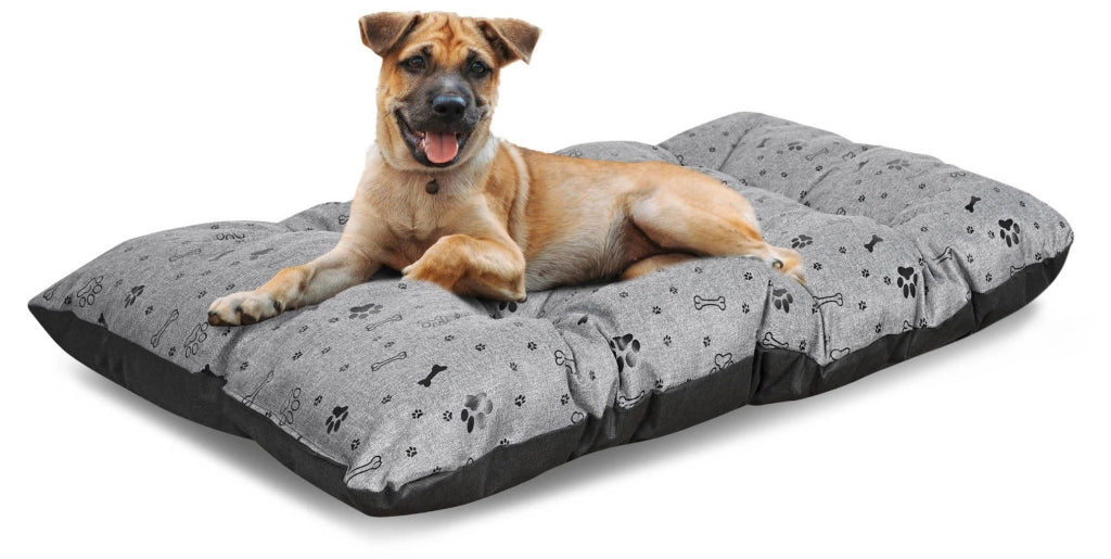 AIO FACTORY 100x70 cm PRESTIGE Letto per cani impermeabile Ossa nere
