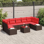 Set Divano da Giardino 8 pz Beige e Rosso polyrattan 3355653